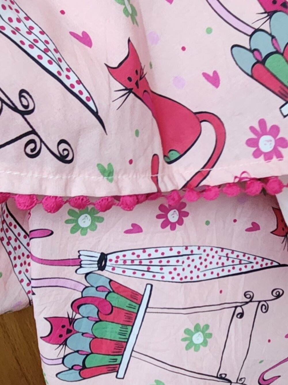 Unique Vintage Pink Caturday Cotton Swing Dress Cats Umbrellas 3x size 20 - Picture 10 of 12